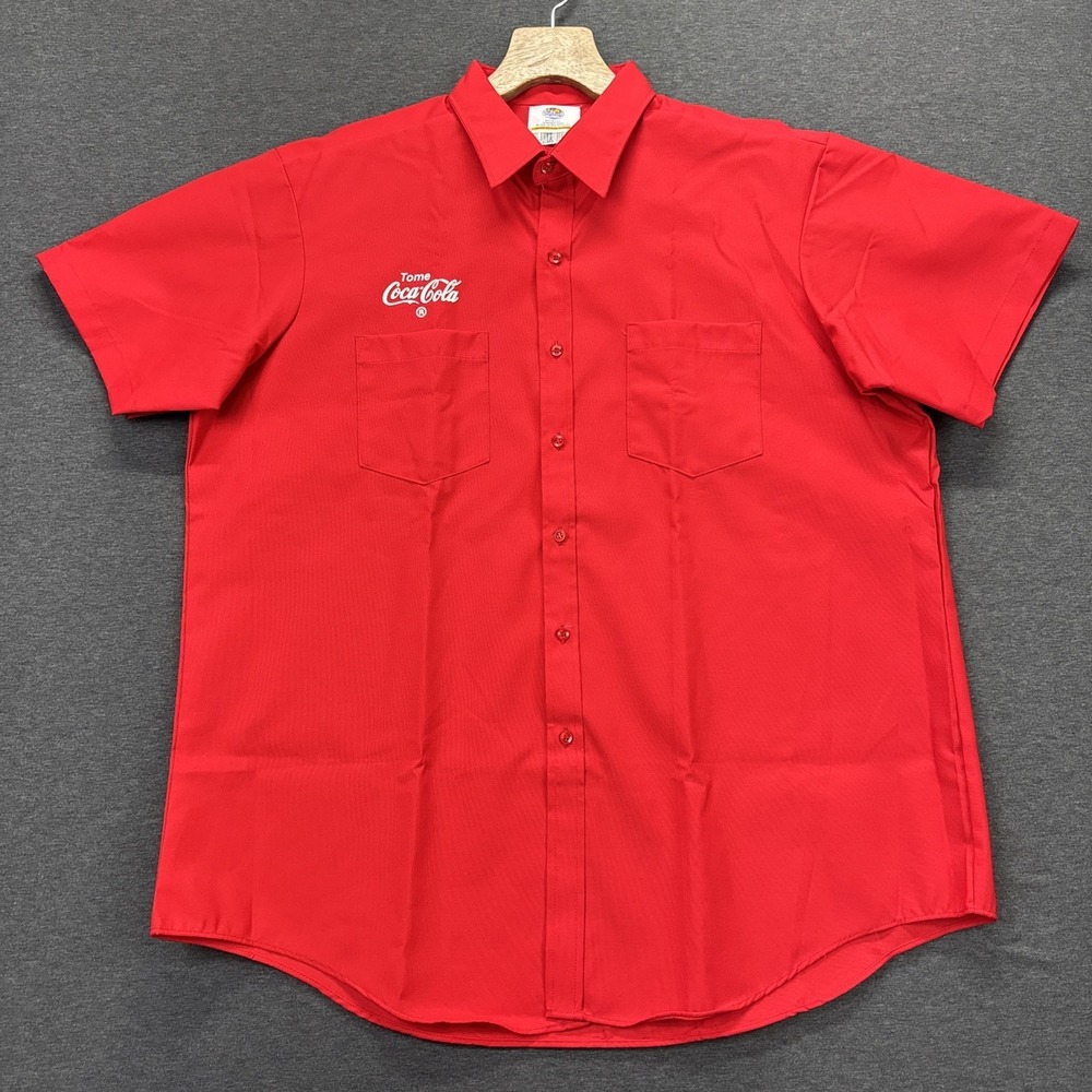 VINTAGE Red Riverside Authentic Coca Cola Shirt Mens 2XL Red Short Sleeves USA - Picture 2 of 9